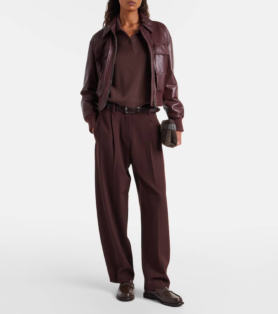 Brunello Cucinelli Wool And Cotton Straight Pants In Brown