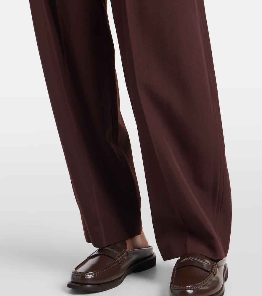 Brunello Cucinelli Wool And Cotton Straight Pants In Brown