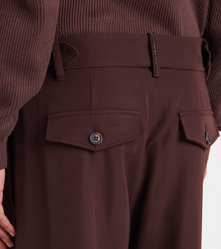 Brunello Cucinelli Wool And Cotton Straight Pants In Brown
