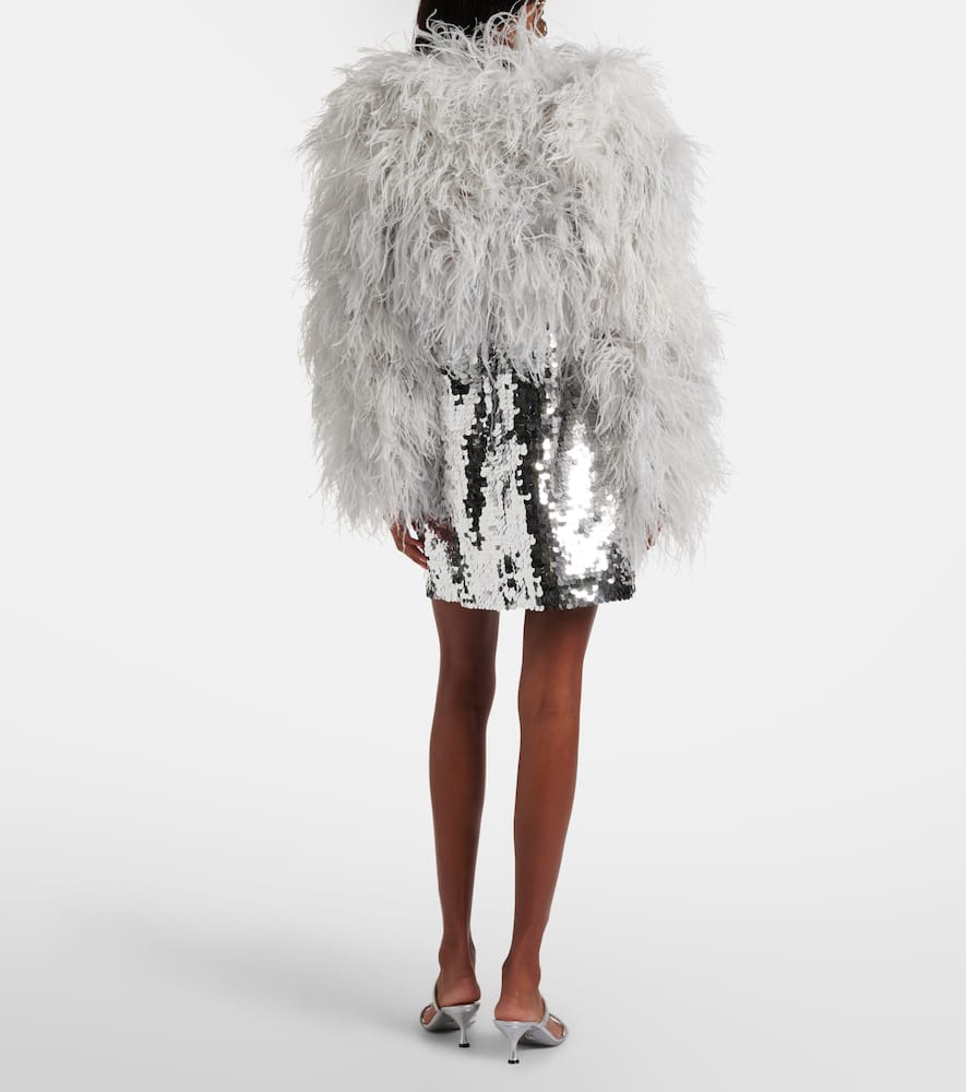 Dolce & Gabbana Feather-trimmed Cropped Jacket In White