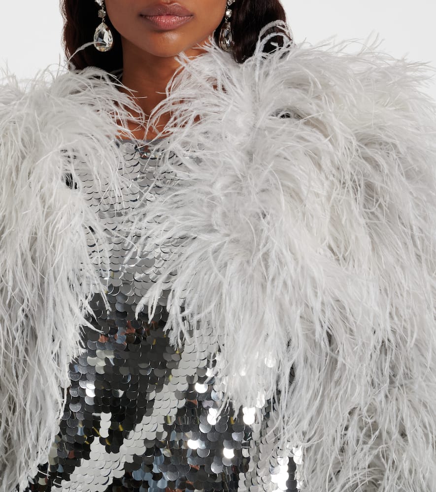 Dolce & Gabbana Feather-trimmed Cropped Jacket In White