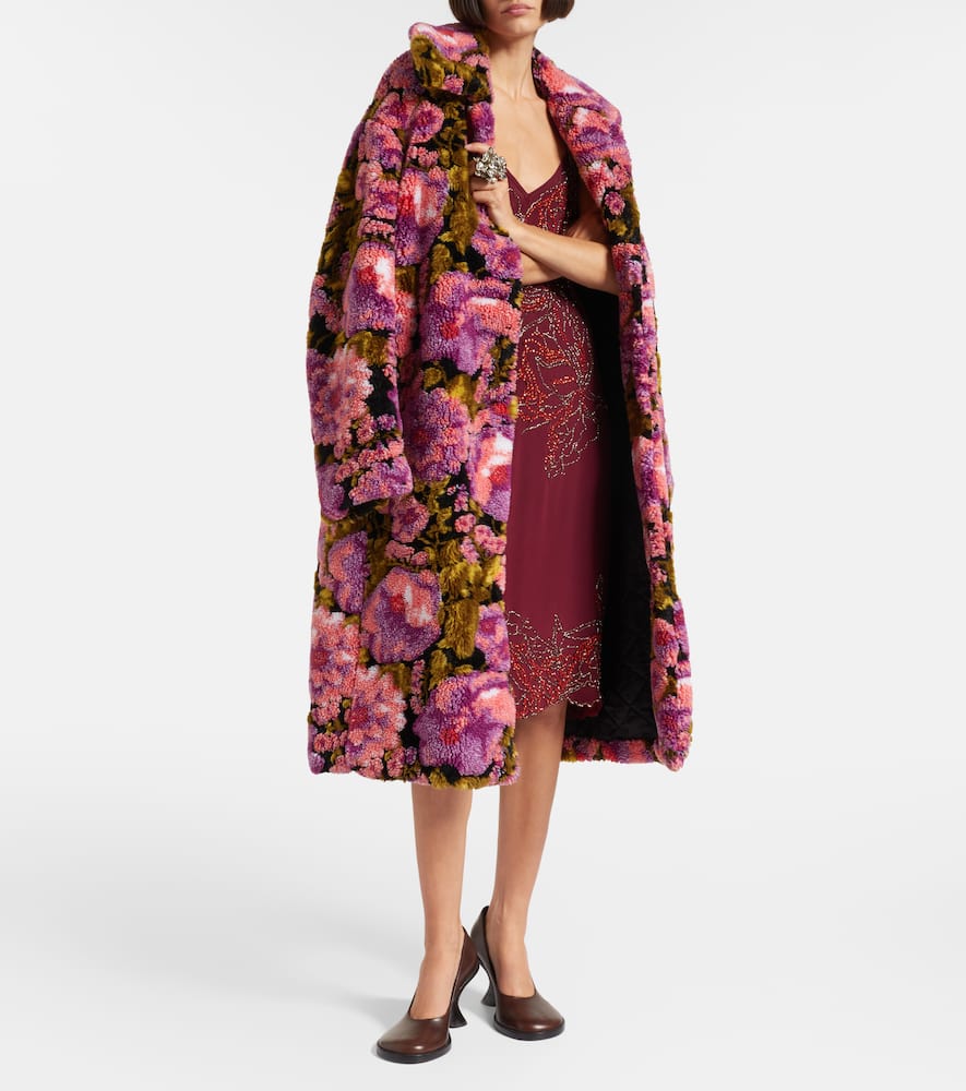 Dries Van Noten Beaded Silk Slip Dress In Burgundy