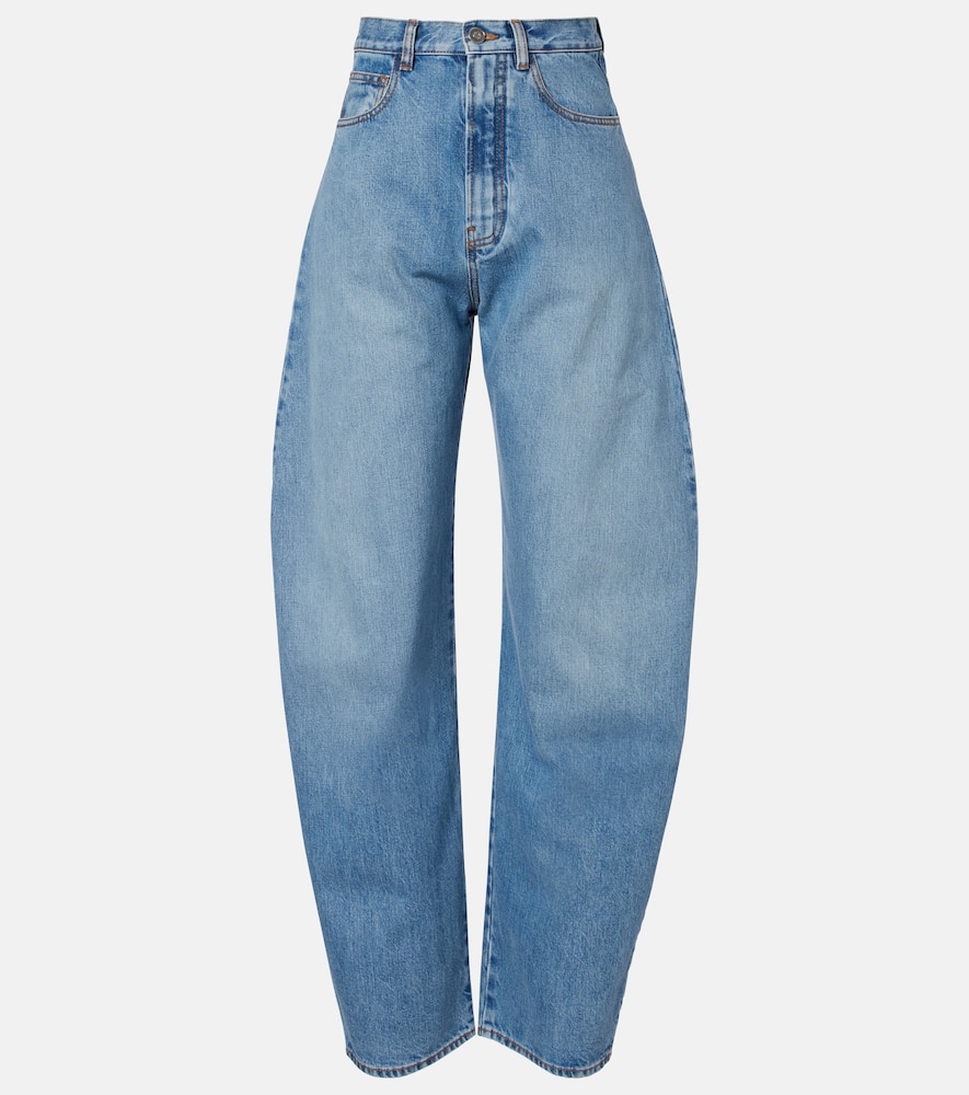 Alaïa High-rise Barrel-leg Jeans In Blue