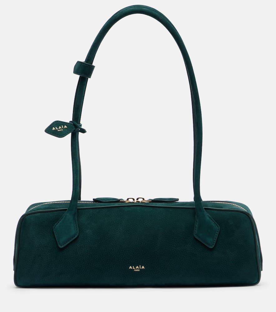 Alaïa Le Teckel Medium Suede Shoulder Bag In Green