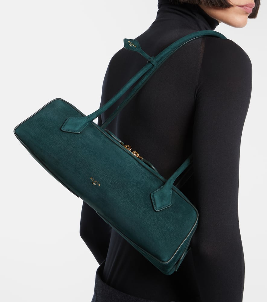 Alaïa Le Teckel Medium Suede Shoulder Bag In Green