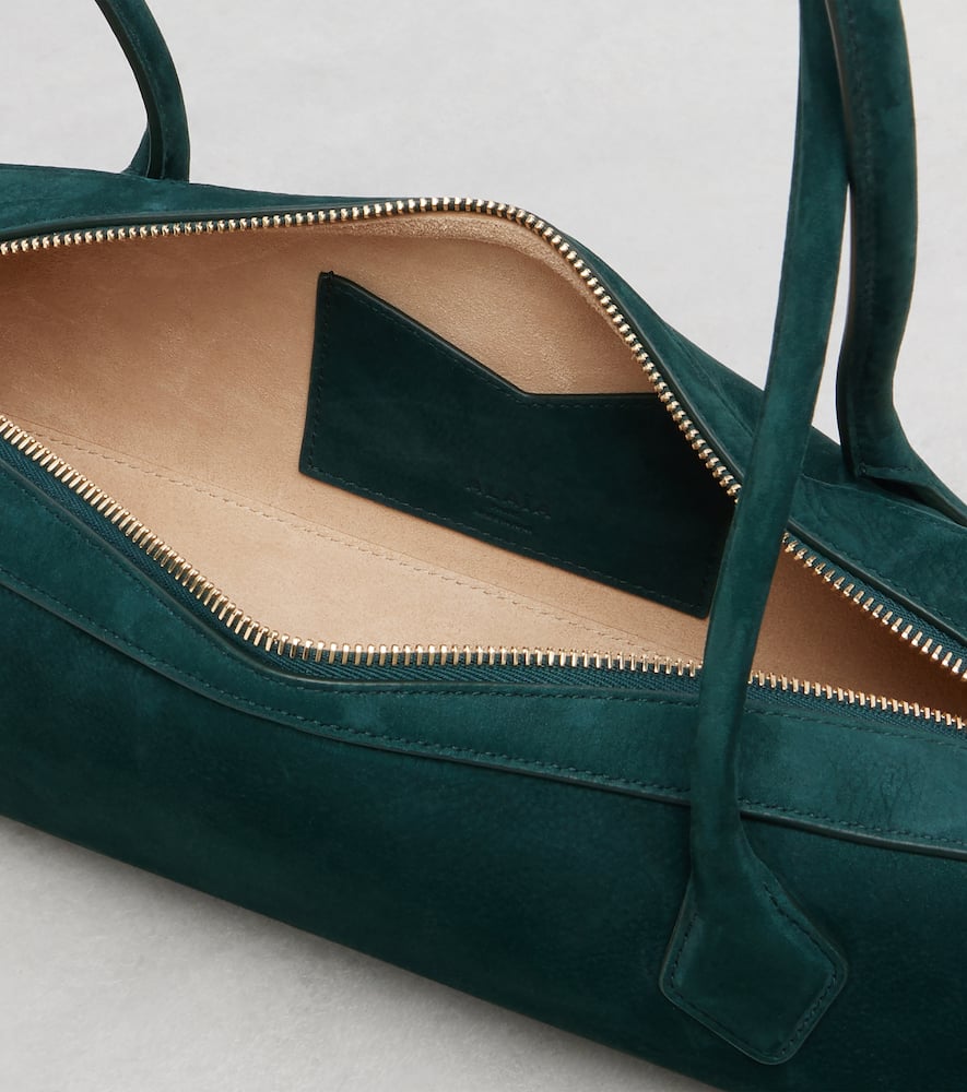 Alaïa Le Teckel Medium Suede Shoulder Bag In Green