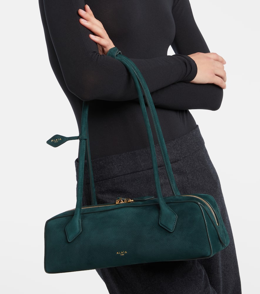 Alaïa Le Teckel Medium Suede Shoulder Bag In Green