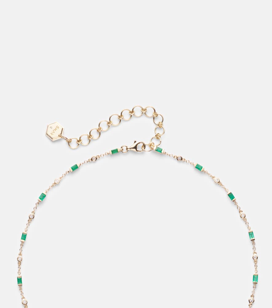 Shay Jewelry 18kt Gold Necklace With Emeralds And Diamonds In Multi