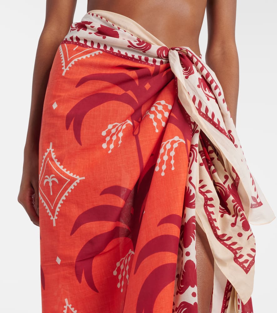 Johanna Ortiz Dance Of Printed Cotton Beach Cover-up In Orange