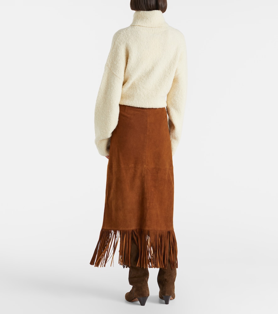  Polo Ralph Lauren Polo Ralph Lauren Fringed Suede Midi Skirt 