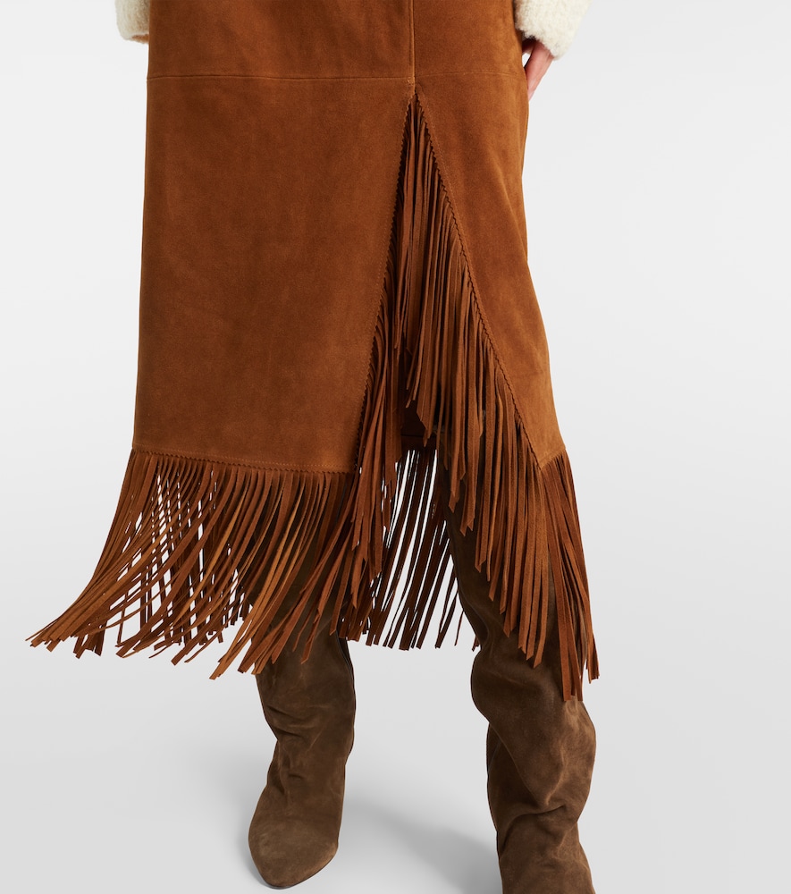  Polo Ralph Lauren Polo Ralph Lauren Fringed Suede Midi Skirt 
