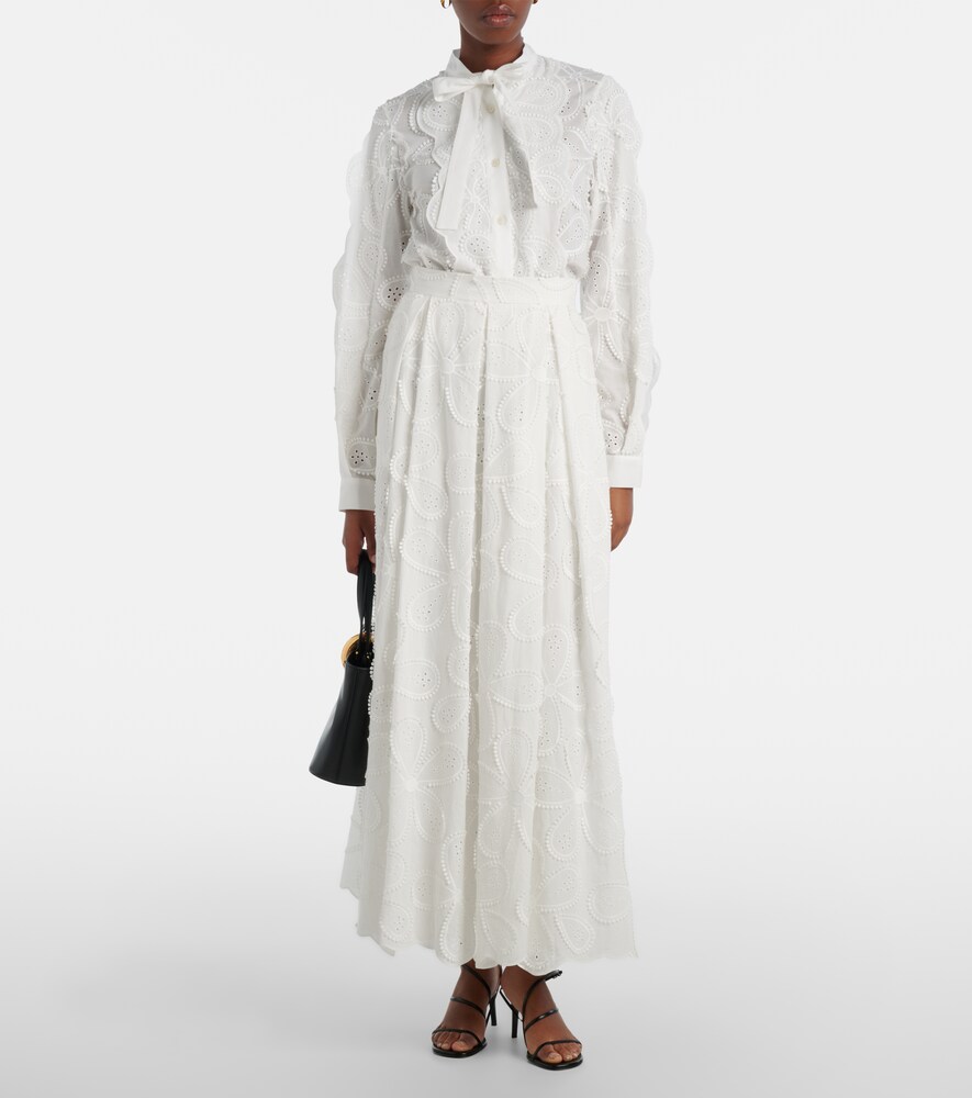  Elie Saab Elie Saab Embroidered Tie-neck Blouse 