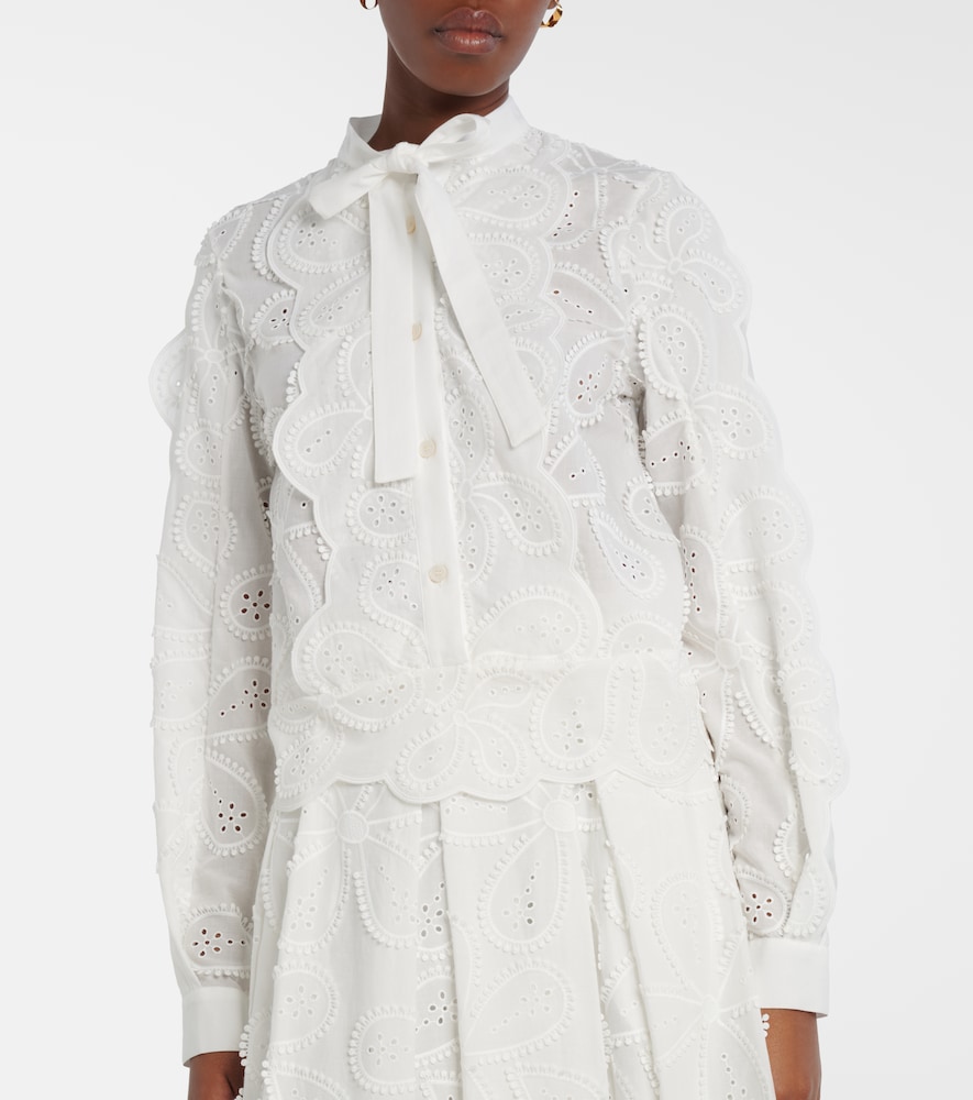  Elie Saab Elie Saab Embroidered Tie-neck Blouse 