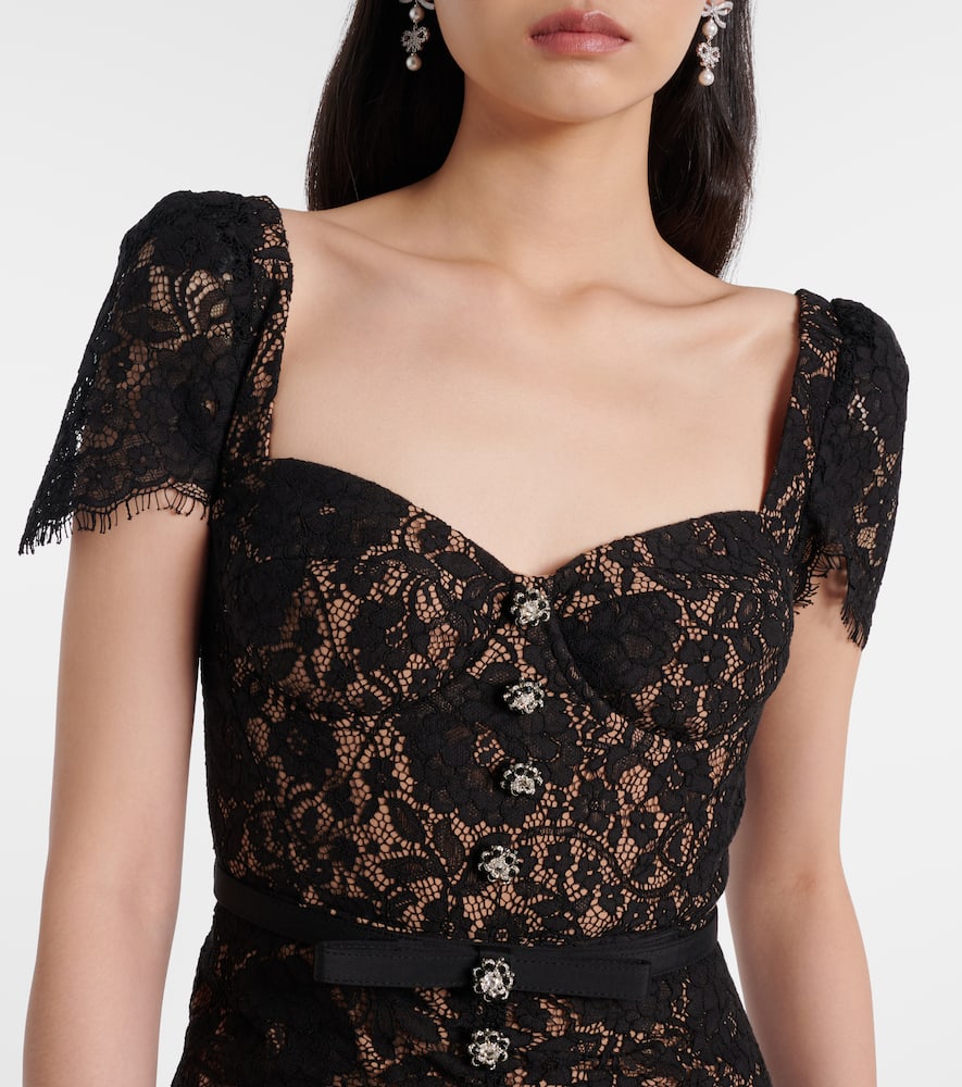 Self-portrait Embellished Cotton-blend Lace Midi Dress In Multi