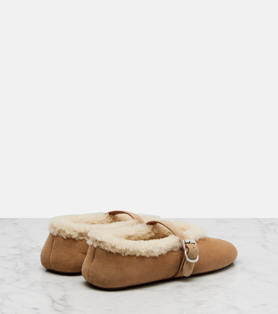 Alaïa Shearling-lined Suede Ballet Flats In Brown