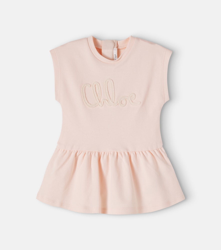 Chloe Kids Pink Logo-Embroidered Cotton Jersey Dress M Size 24 - Mytheresa