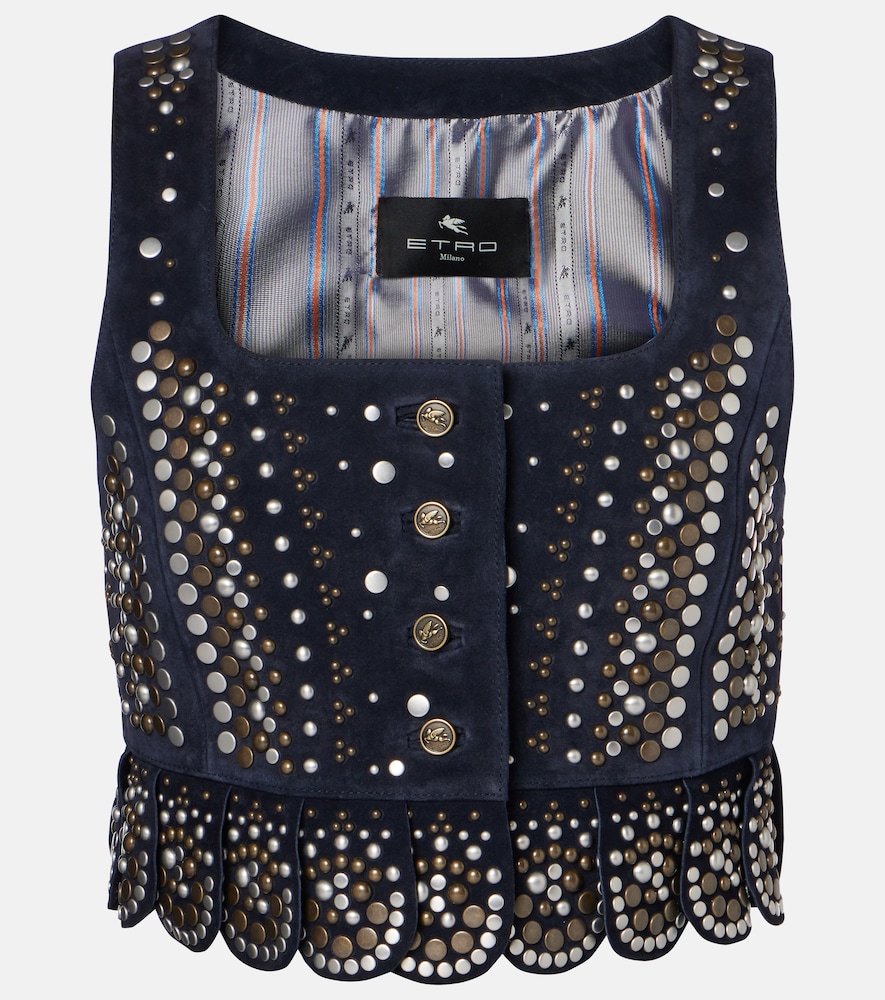 Etro Gilet in suede con borchie