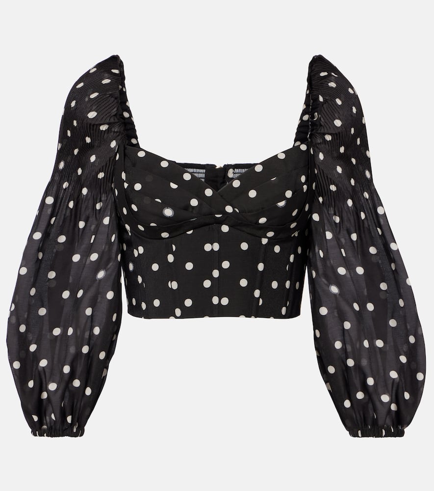 Zimmermann Polka-dot Crop Top In Black