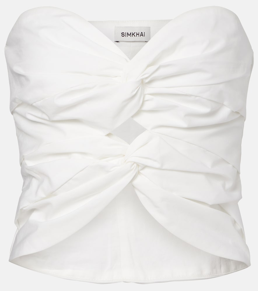 Simkhai Cornelia cutout ruched cotton-blend top