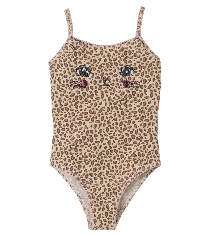 Konges Slojd Brown Kitty Leopard-Print Sequined Swimsuit Y 7/8 - Mytheresa