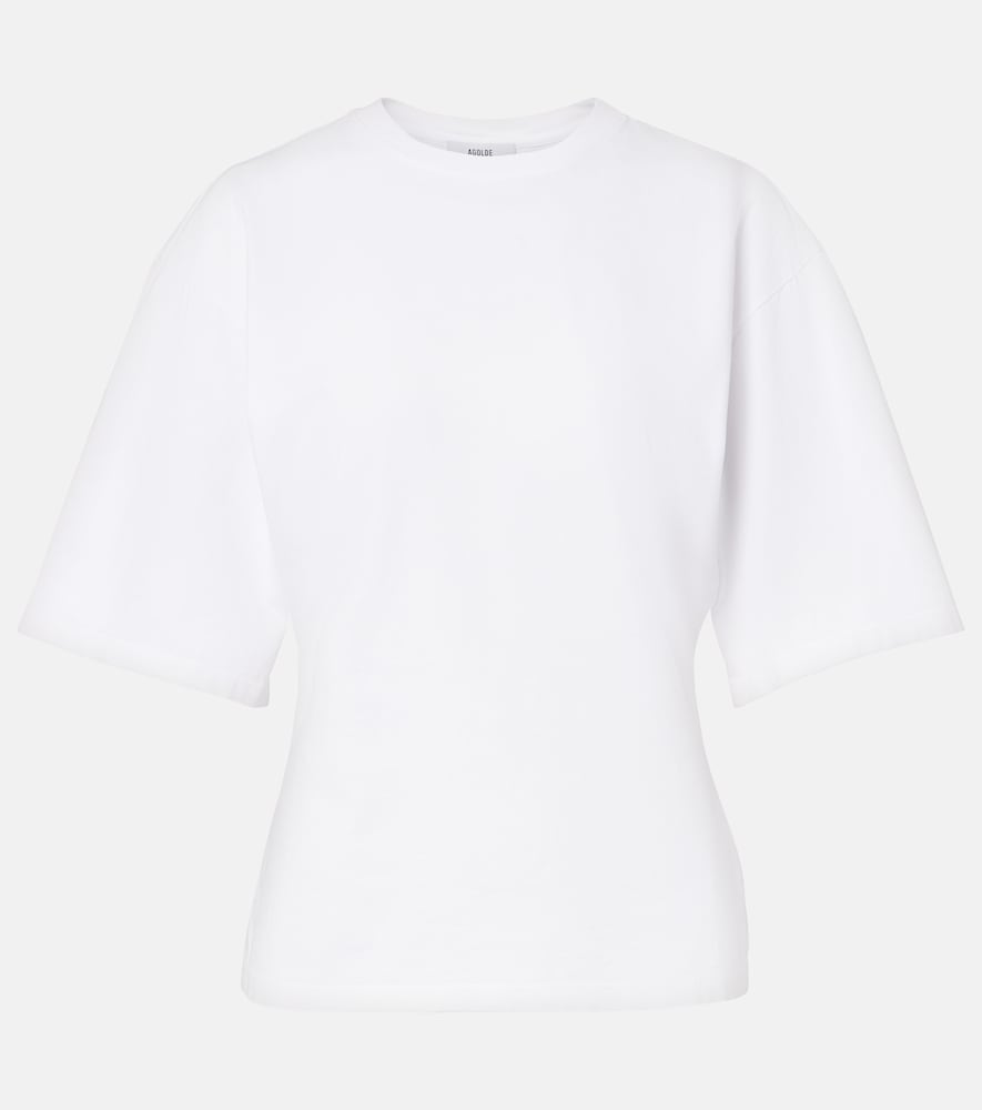 Agolde Storey Gathered Cotton Jersey T-shirt In White