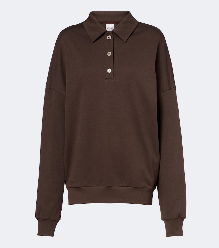 Norba Cotton Polo Sweater In Brown