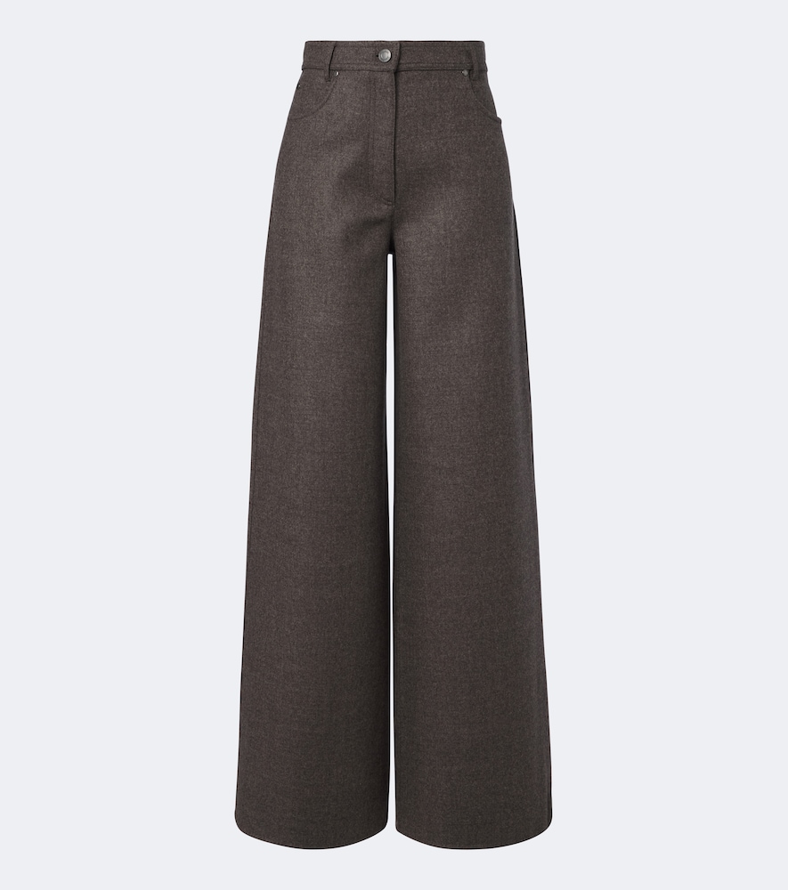 Pantaloni a gamba larga in lana vergine