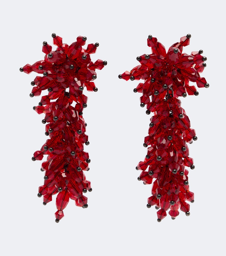 Self-portrait Embellished Drop Earrings In Red