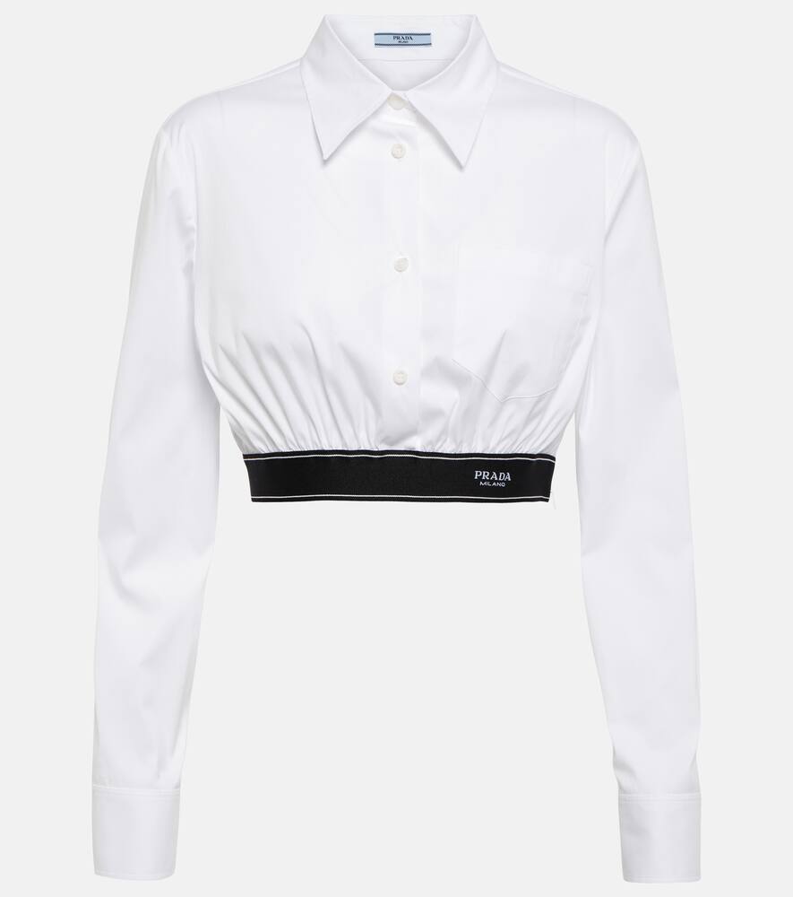 Prada Logo cotton-blend crop shirt