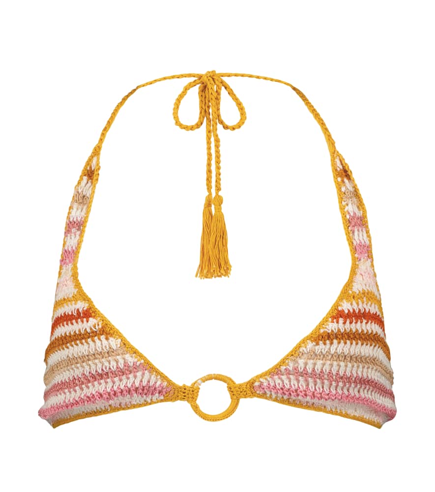 Anna Kosturova Sunset striped bikini top