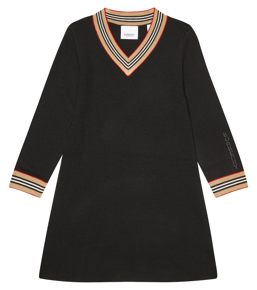 Burberry Kids Icon Stripe V-neck sweater dress