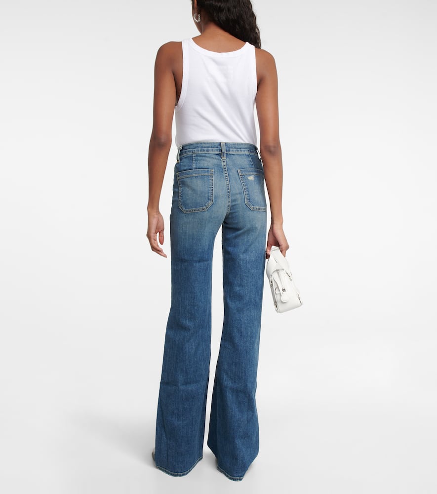 Shop Nili Lotan Florence High-rise Flared Jeans In Classic Wash