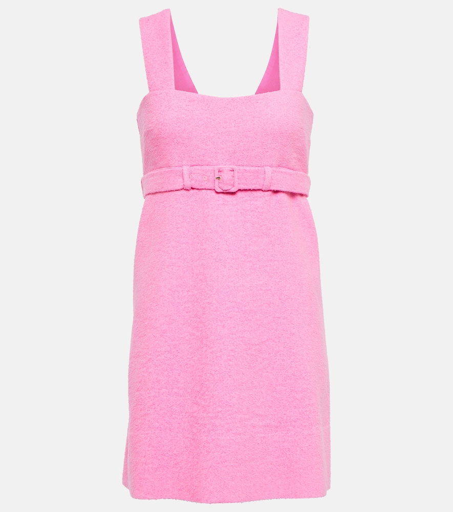 Belted cotton-blend tweed minidress