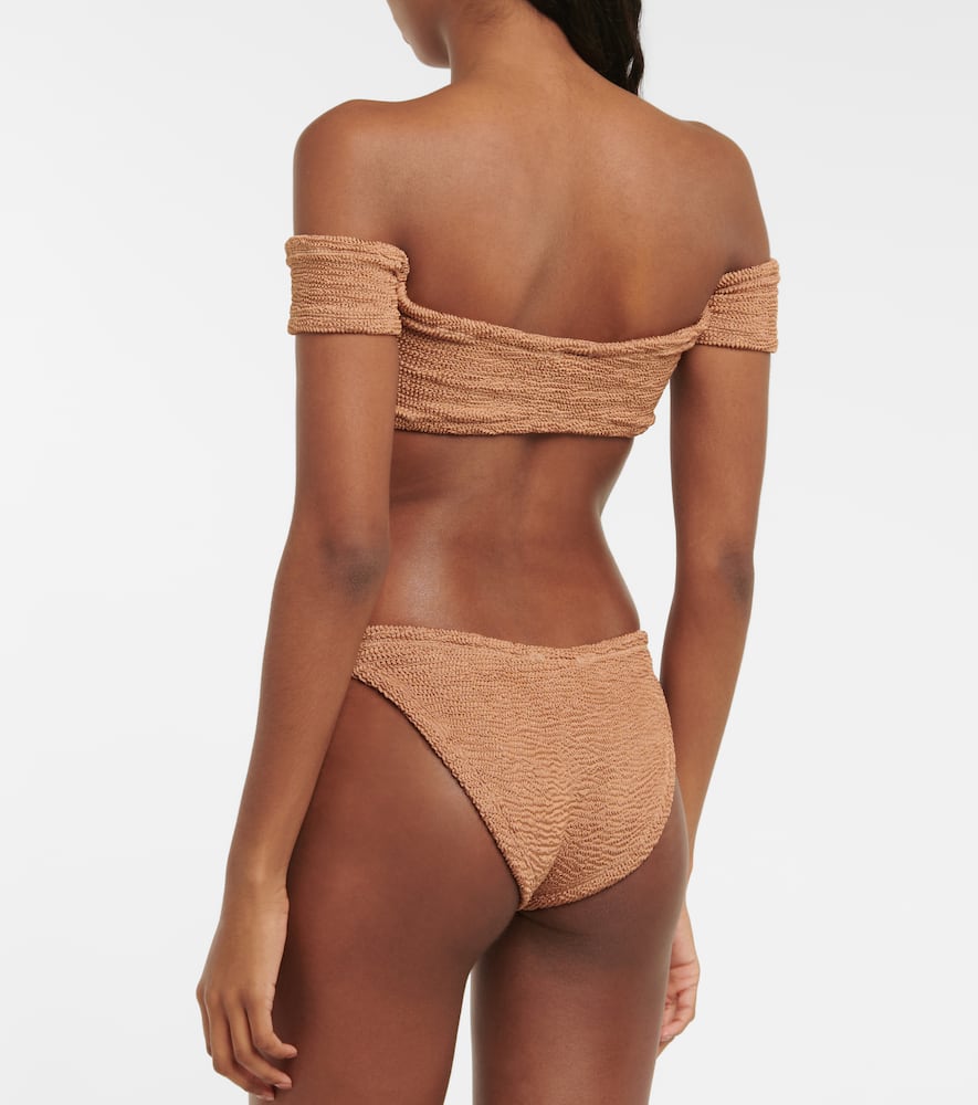 Hunza G Brigette Nylon-blend Bikini In Metallic Cocoa
