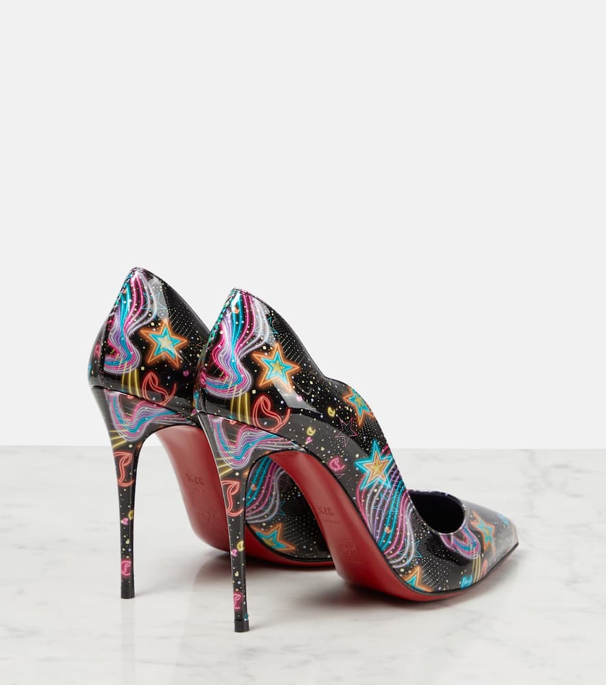 Shop Christian Louboutin Hot Chick Printed Patent Leather Pumps In Multi-black/lin By Night