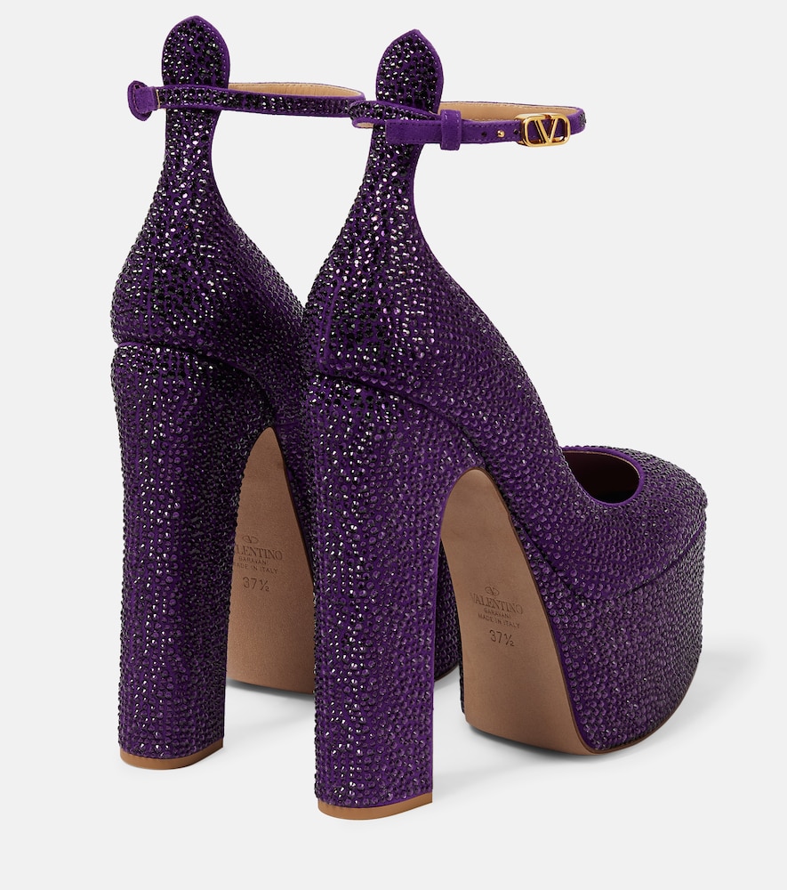  Valentino Garavani Valentino Garavani Tan-go Embellished Leather Platform Pumps 