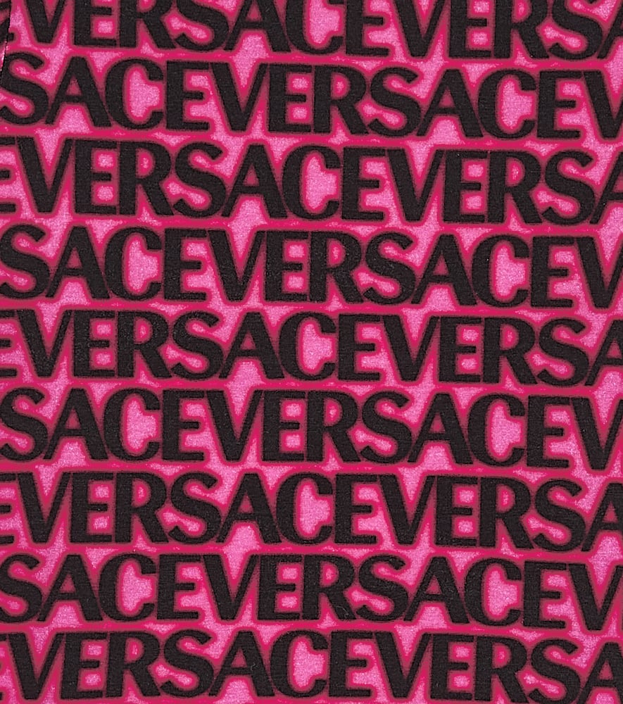 Versace Logo Cotton-blend T-shirt In Black+tropical Print