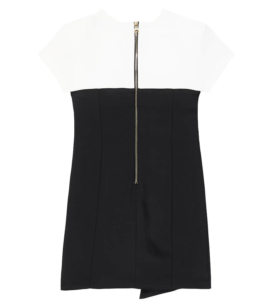 Shop Balmain Logo Embroidered Dress In Black