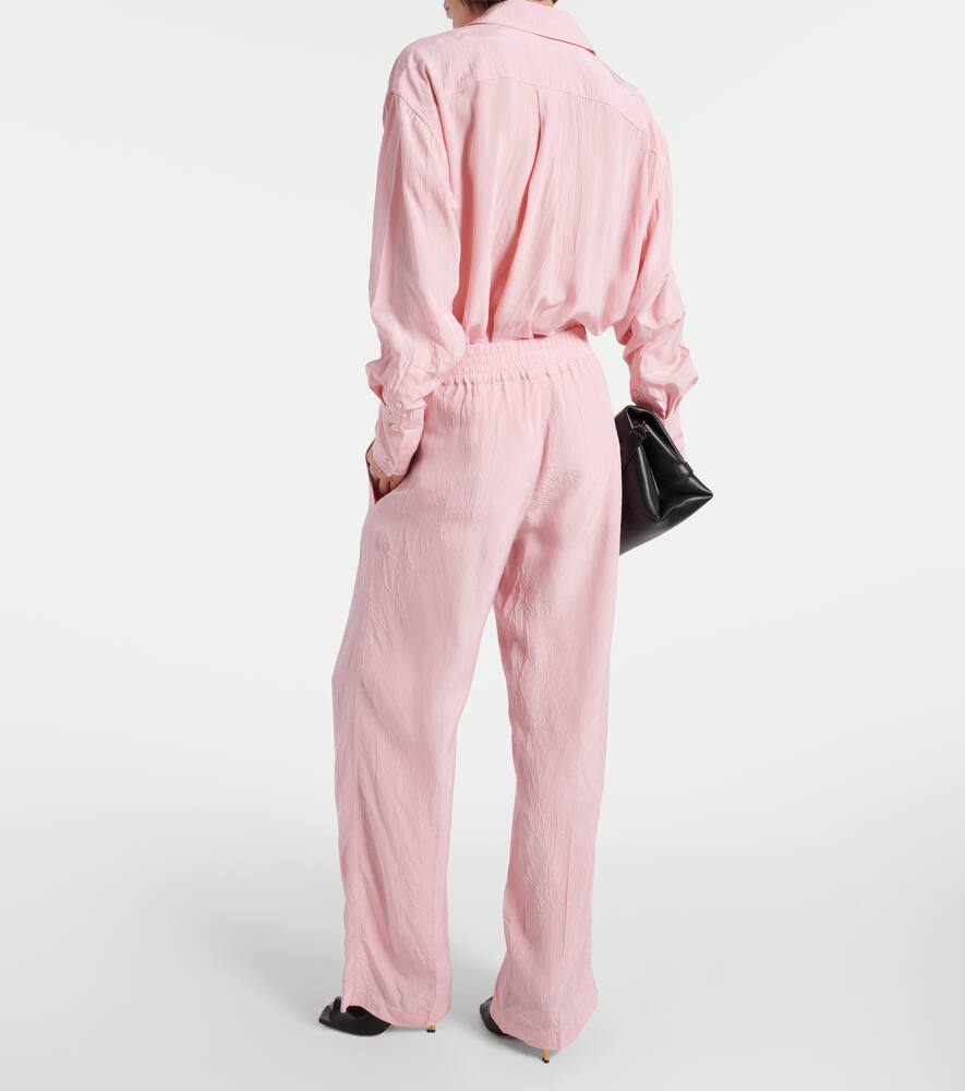 Shop Victoria Beckham High-rise Wide-leg Pants In Pink