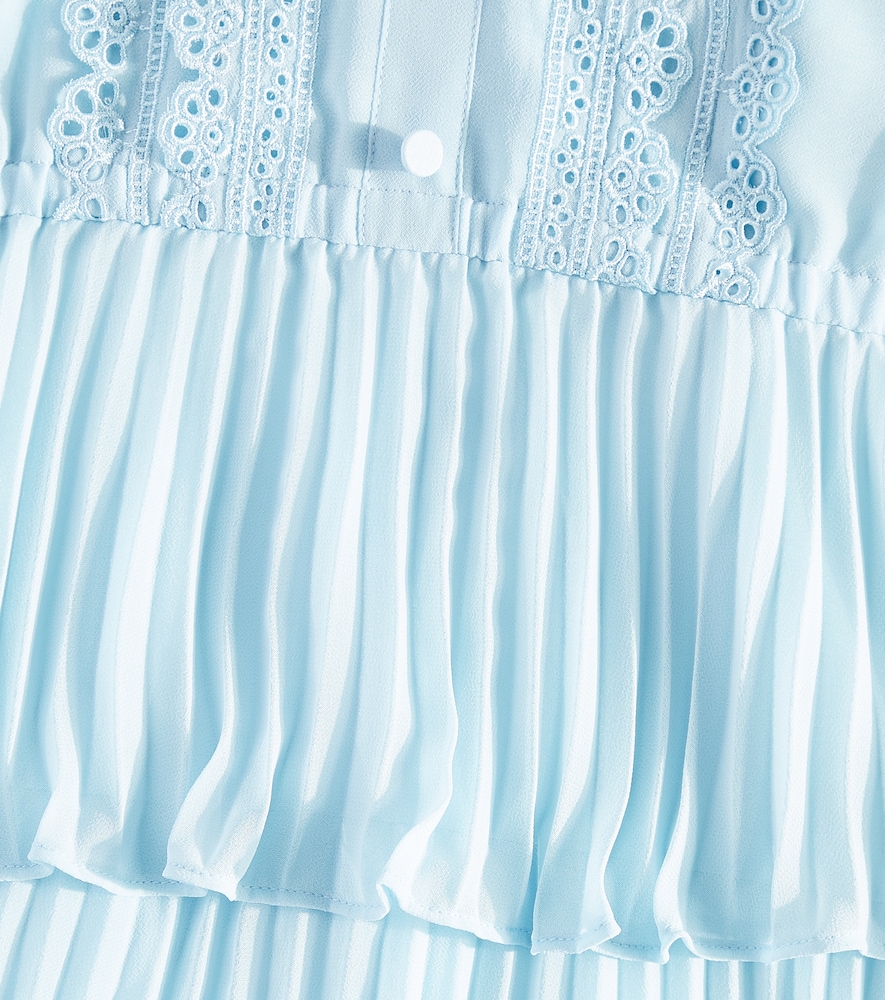  Self-portrait Kids Self-portrait Kids Pleated Tiered Chiffon Dress 