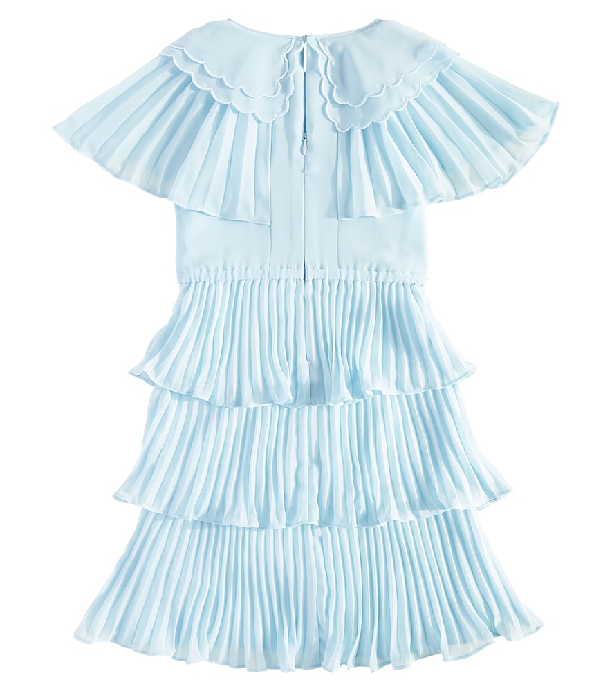  Self-portrait Kids Self-portrait Kids Pleated Tiered Chiffon Dress 