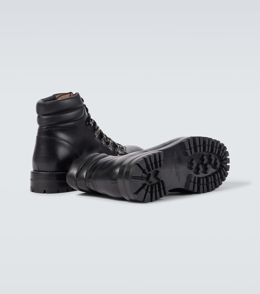 Manolo Blahnik Janka Leather Lace-up Boots In Black