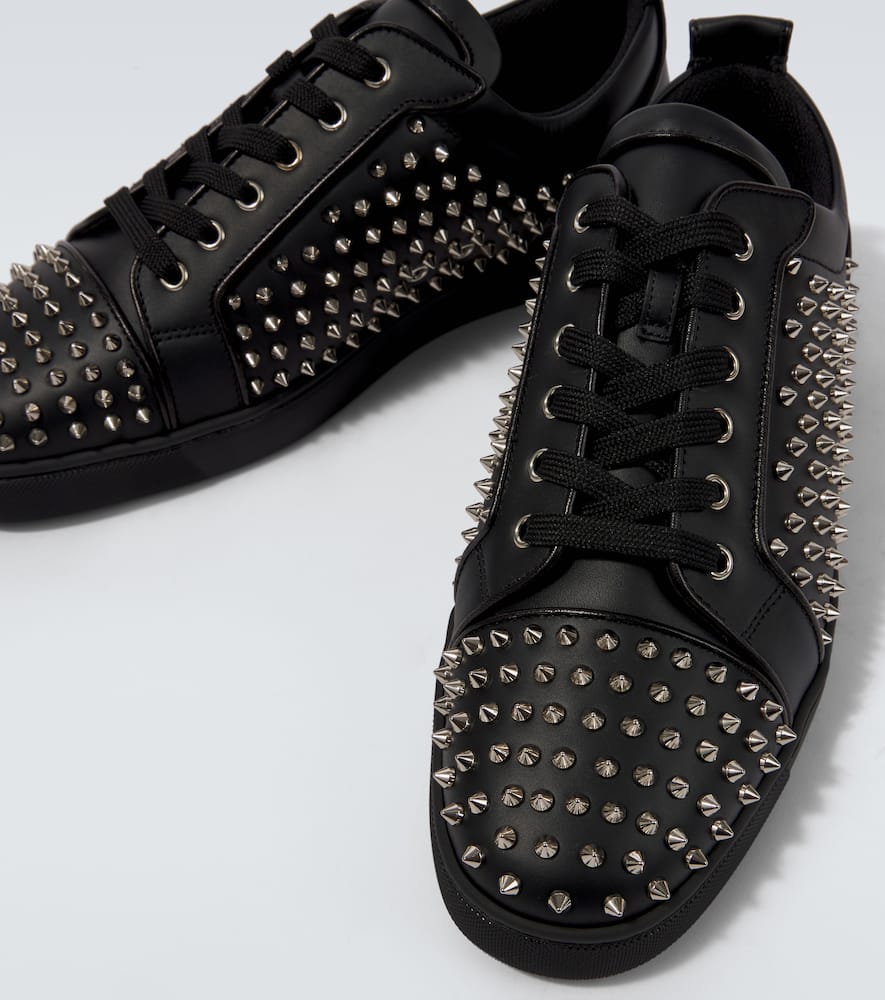 Christian Louboutin Men's Louis Spikes Junior Low-top Sneakers In Black