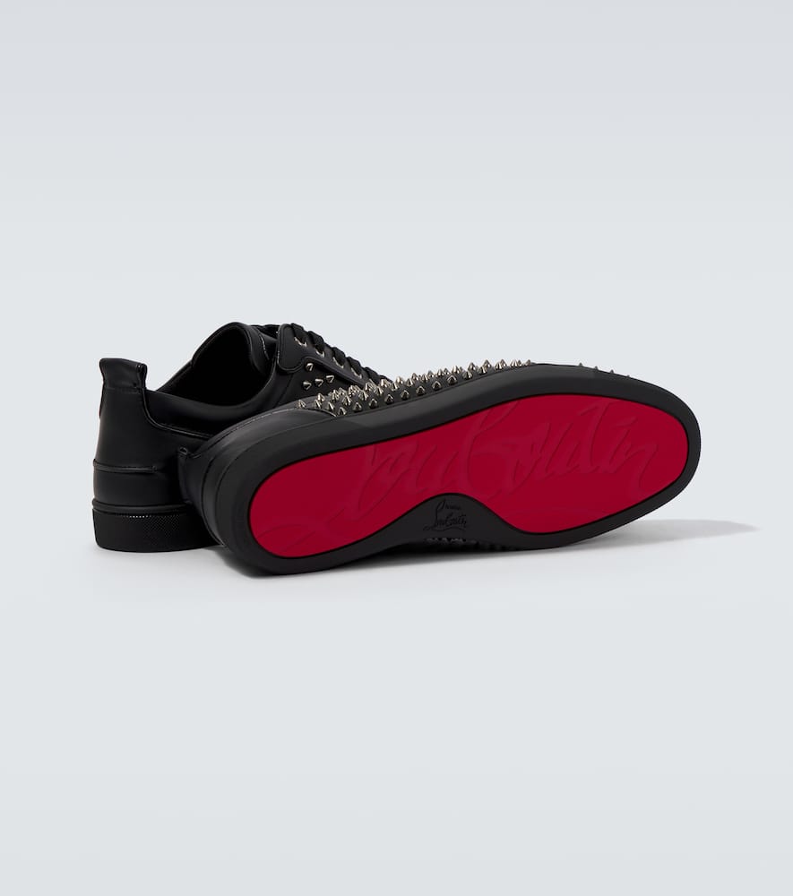Christian Louboutin Men's Louis Spikes Junior Low-top Sneakers In Black