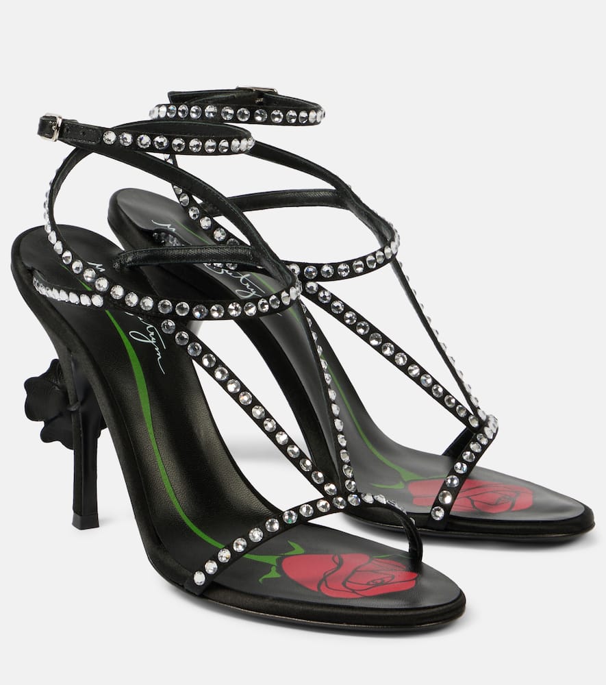 Magda Butrym Crystal-embellished Satin Sandals In Black