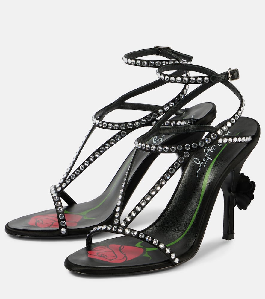 Magda Butrym Crystal-embellished Satin Sandals In Black