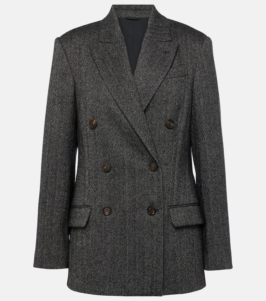 Brunello Cucinelli Women's 'chevron Wool Carded Techno Jacket' In Grau