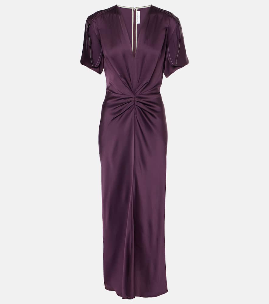 Victoria Beckham Gathered satin maxi dress