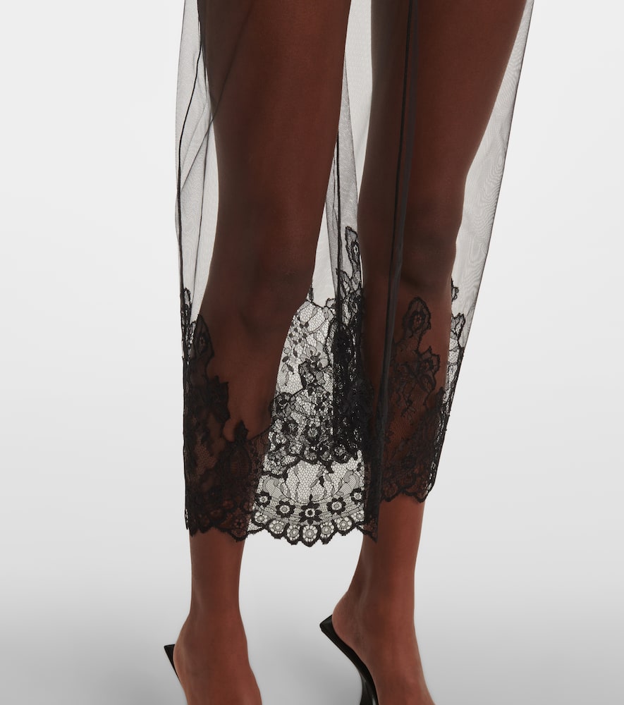Attico Sheer Lace Bodysuit In Black