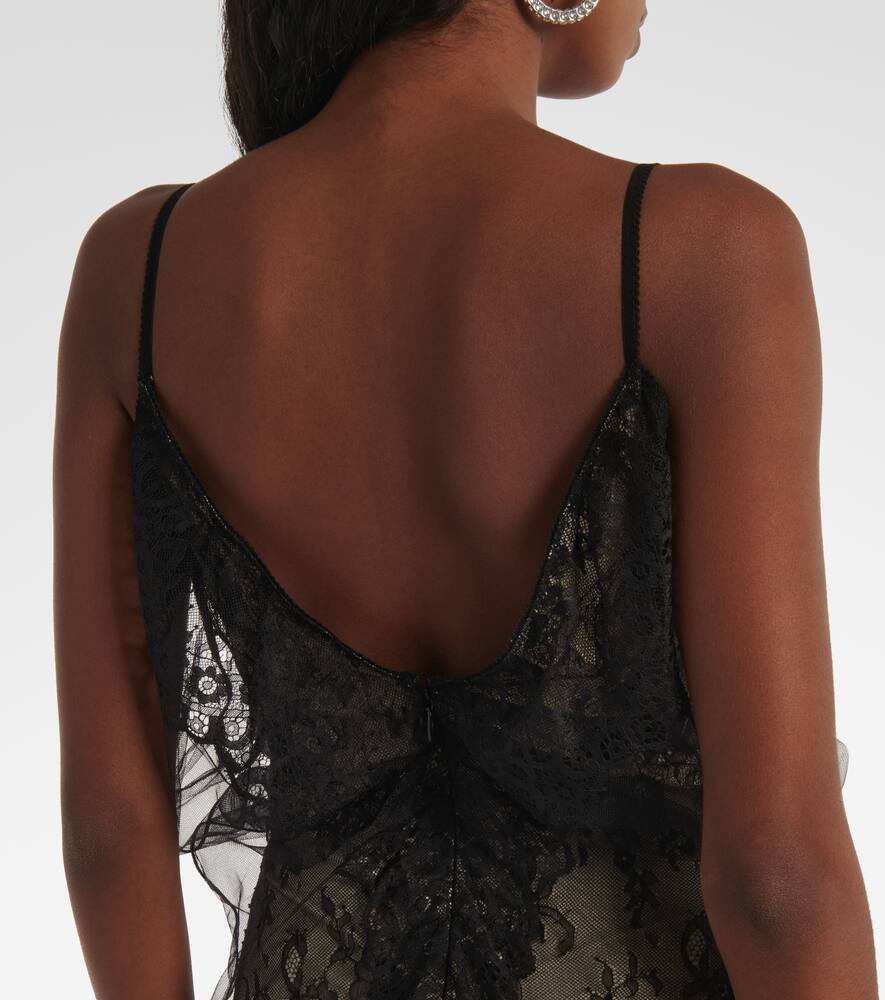 Attico Sheer Lace Bodysuit In Black